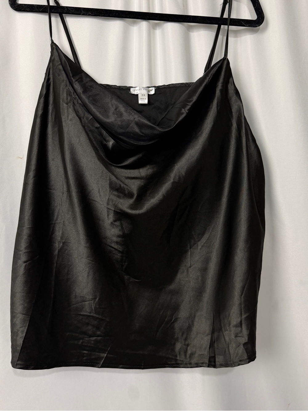 Orage Kiss Black Satin Cowl Neck Camisole Plus Size 3X